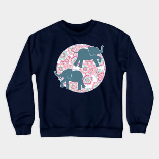 Tiny Elephants in Fields of Flowers Crewneck Sweatshirt